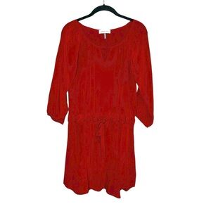 AMOUR VERT Red‎ Silk Drawstring Waist Dress